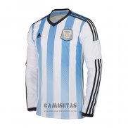 Camiseta Argentina Primera Manga Larga Retro 2014