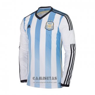 Camiseta Argentina Primera Manga Larga Retro 2014